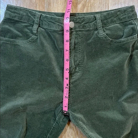 Saints & Hearts Green Extreme Flare Corduroy Pants Large L Distressed Hem EUC - Picture 12 of 13